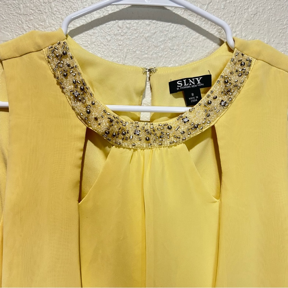SLNY Yellow Sleeveless Dress Size 8 - Picture 4 of 9